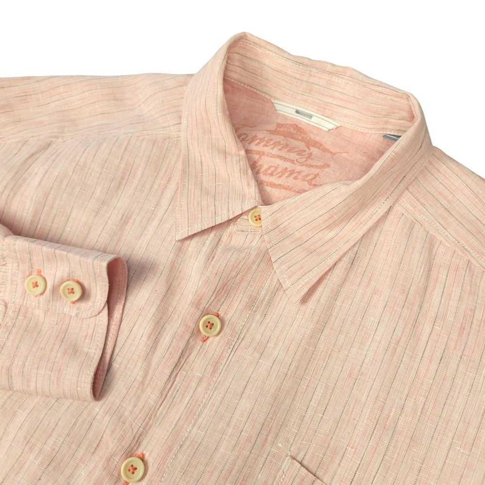 Tommy Bahama Relax Linen Button Up Shirt Striped Mens Casual Lightweight Shirt